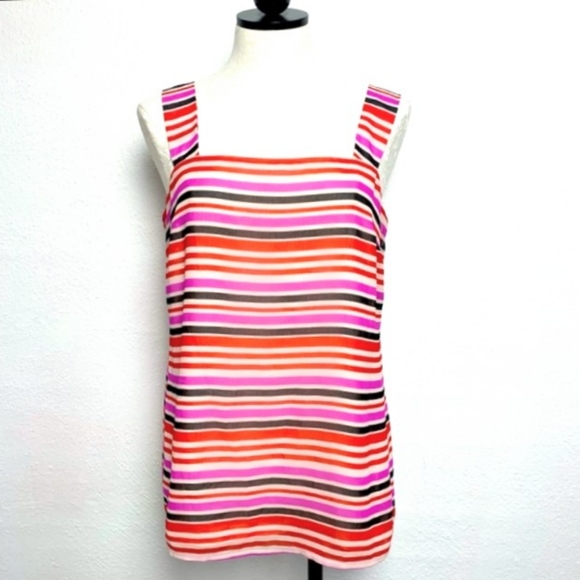 Cabi Striped Cami Tank Top Style # 3448 London Calling Banded Mod Red Tan Size S - Picture 3 of 15